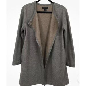 Tahari Women's Wool Blend Heather Long Line Long Sleeve Wrap Sweater Coat Large